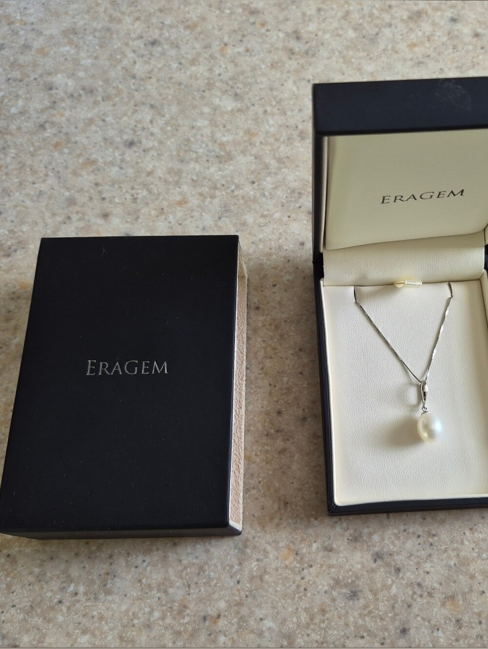 ERAGEM White Pearl Pendant Necklace 14k White Gold